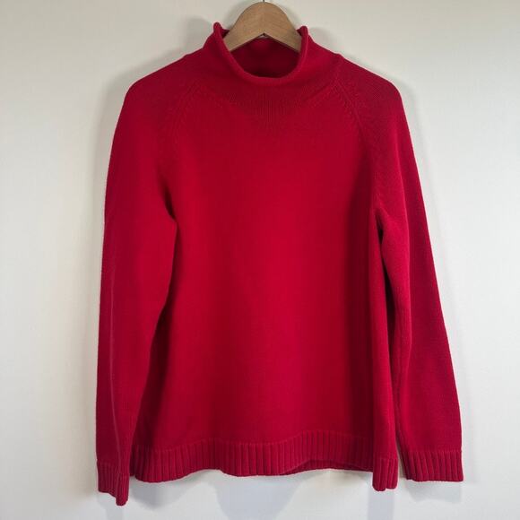 Lands’ End Cotton Mock Neck Sweater Classic Knit Pullover Holiday Red Size XL - Picture 1 of 11